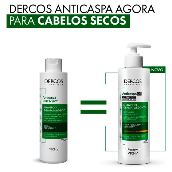 Vichy Dercos Shampoo Anticaspa DS Cabelos Secos 300g - Imagem 2